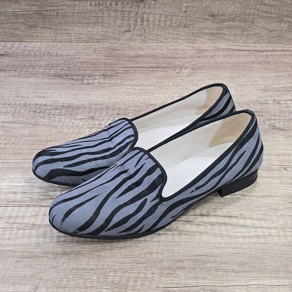 Cole Haan Loafers Women's Size 6B Black Gray Calf Fur Zebra Print Flats Shoes - Picture 7 of 9
